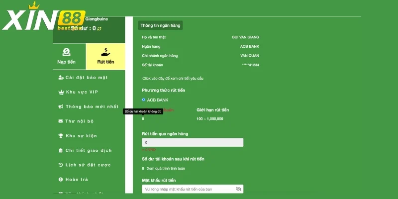 Các bước rút tiền XIN88 mà người chơi cần áp dụng